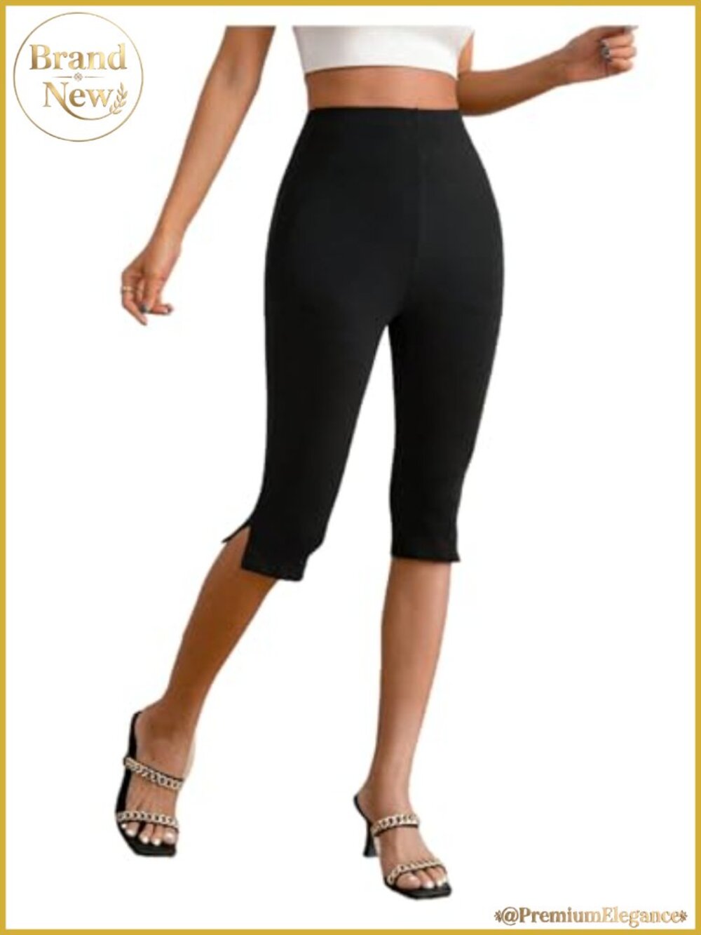 Women's High Waisted Capri Leggings Yoga Workout Pants Slim Fit